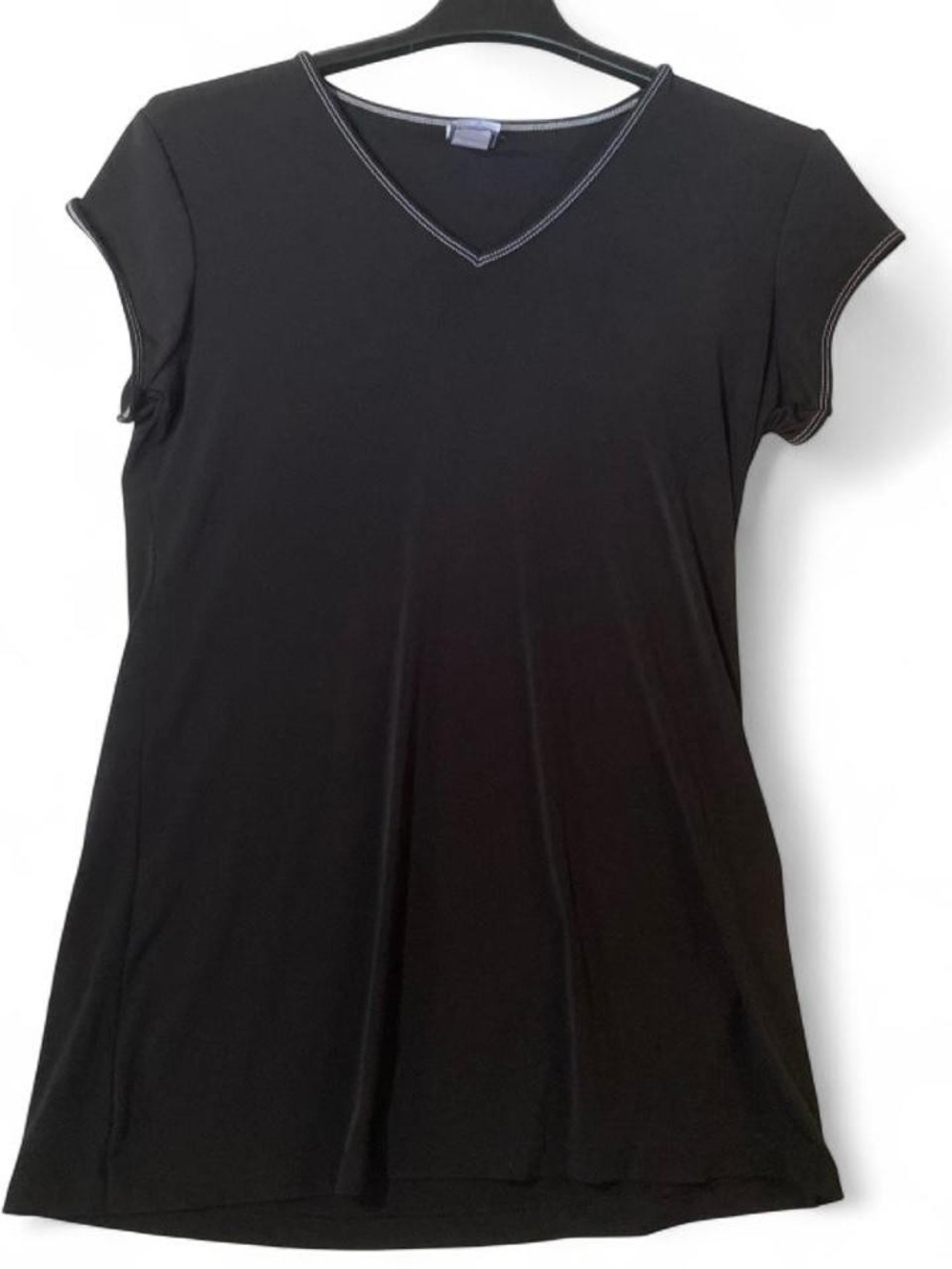Jordan Taylor Black V-Neck Short Sleeve Swim Coverup with Contrast Stitching